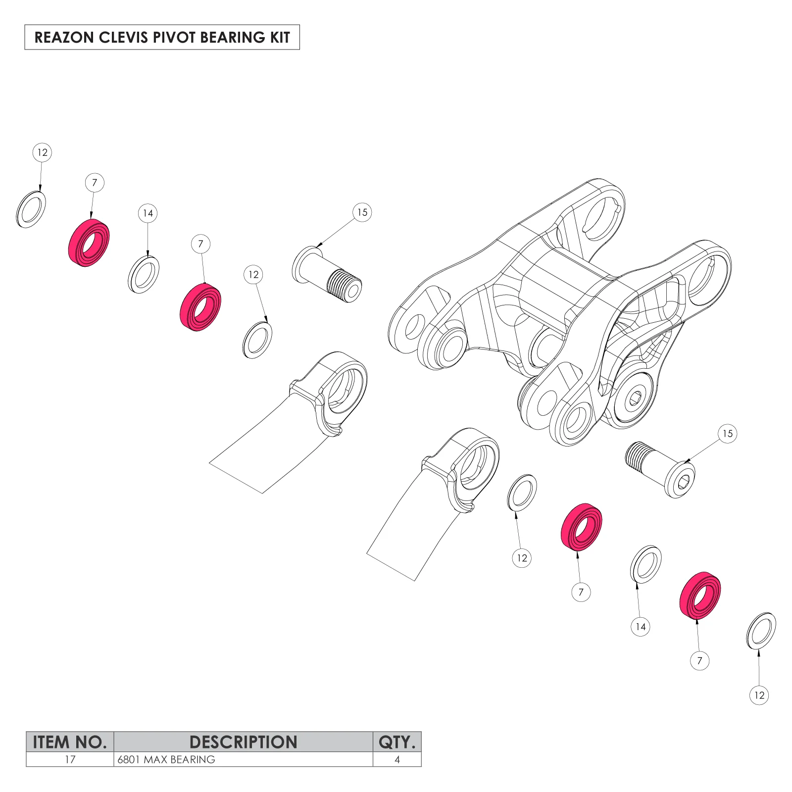 Darco/Lowdown/Reazon Horst/Clevis Pivot Bearing Kit - Image 2