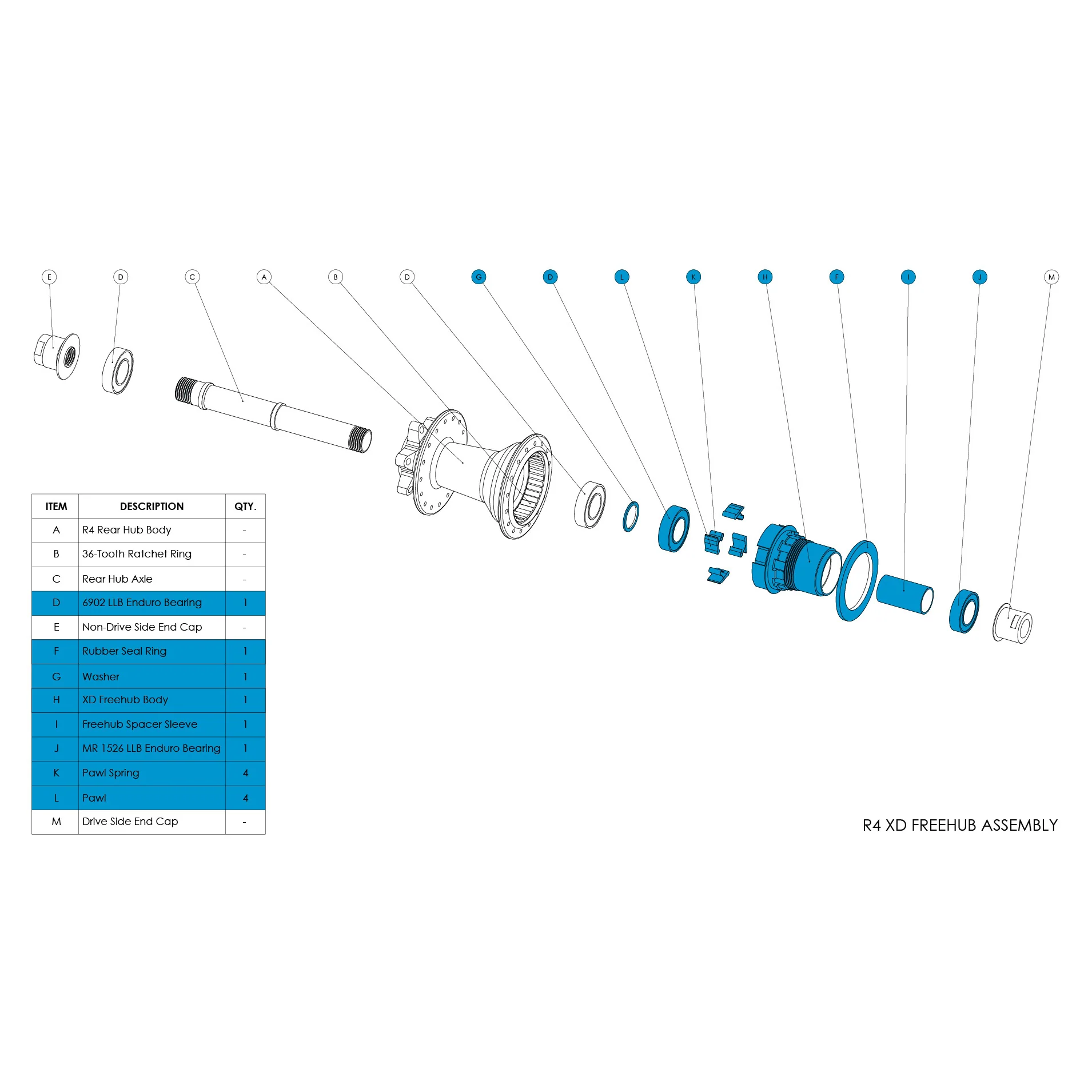 R4 Rear Hub Parts - Image 3