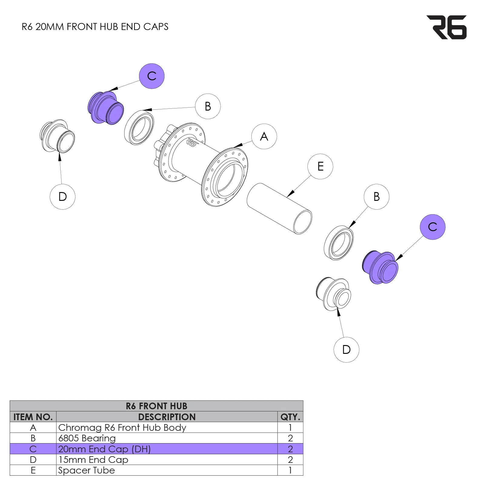 R6 Front Hub Parts - Image 3