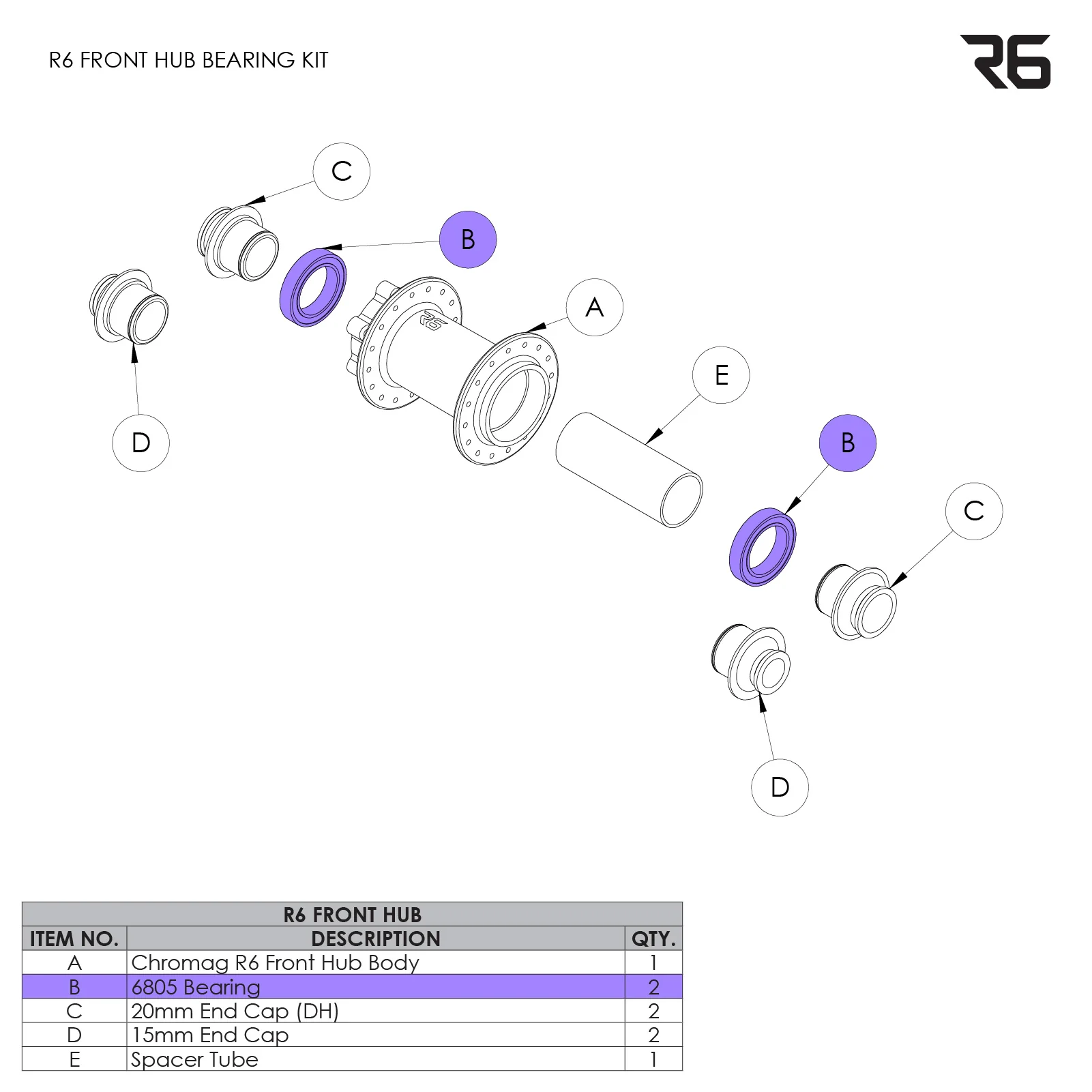 R6 Front Hub Parts - Image 4